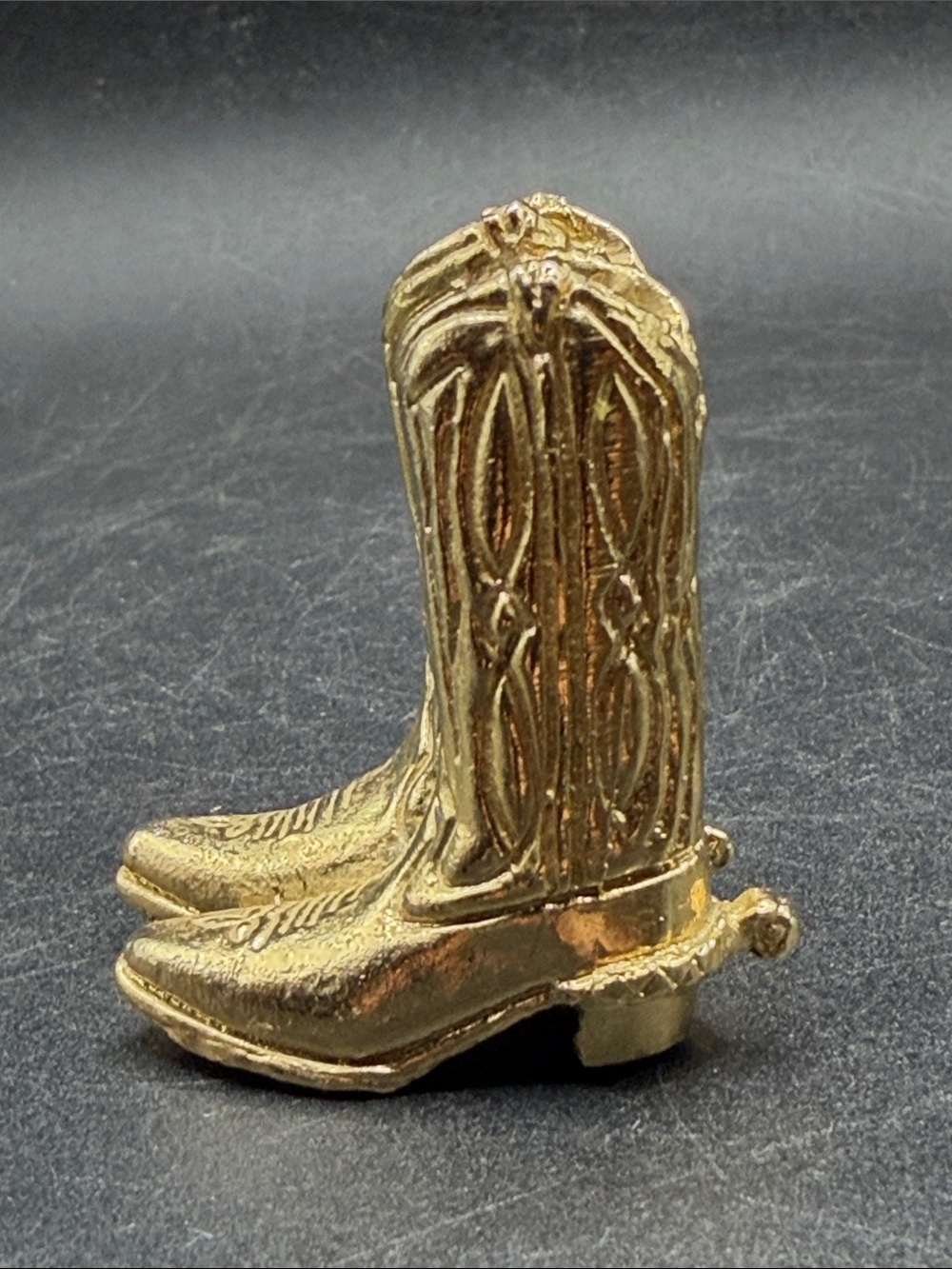 Vintage Signed Brass Cowboy Cowgirl Boots Figurine Figural Western Figure Decor